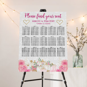 Watercolor Pumpkins Floral Wedding Seating Chart Foam Board