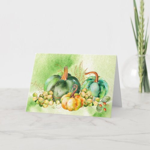 Watercolor Pumpkins Folded Greeting Card