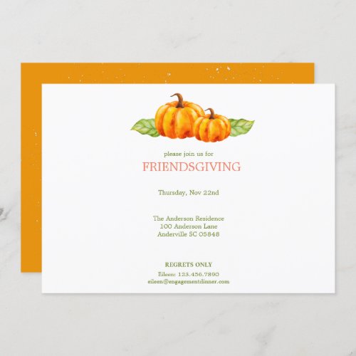 Watercolor Pumpkins Friendsgiving Thanksgiving Invitation
