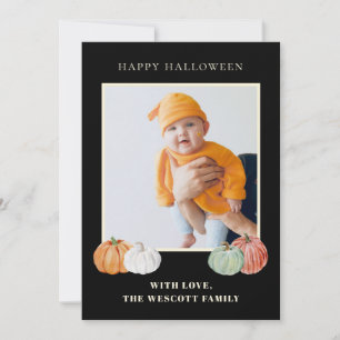 Watercolor Pumpkins Halloween Photo Card