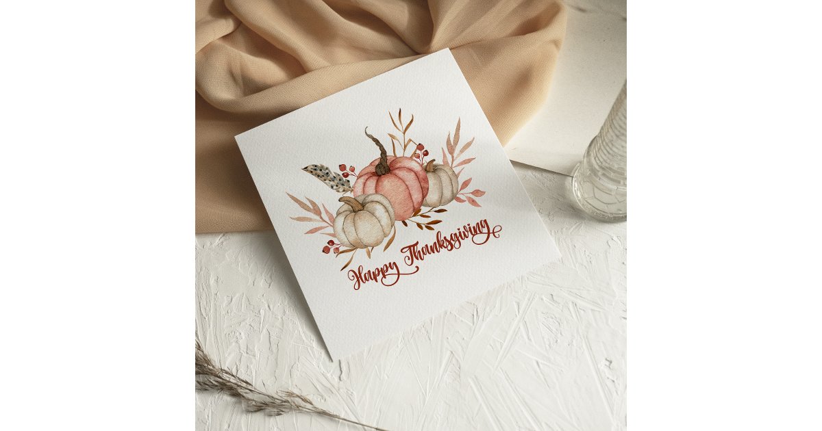 Watercolor Pumpkins Happy Thanksgiving card | Zazzle