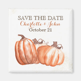 watercolor pumpkins harvest wedding save the Date Magnet