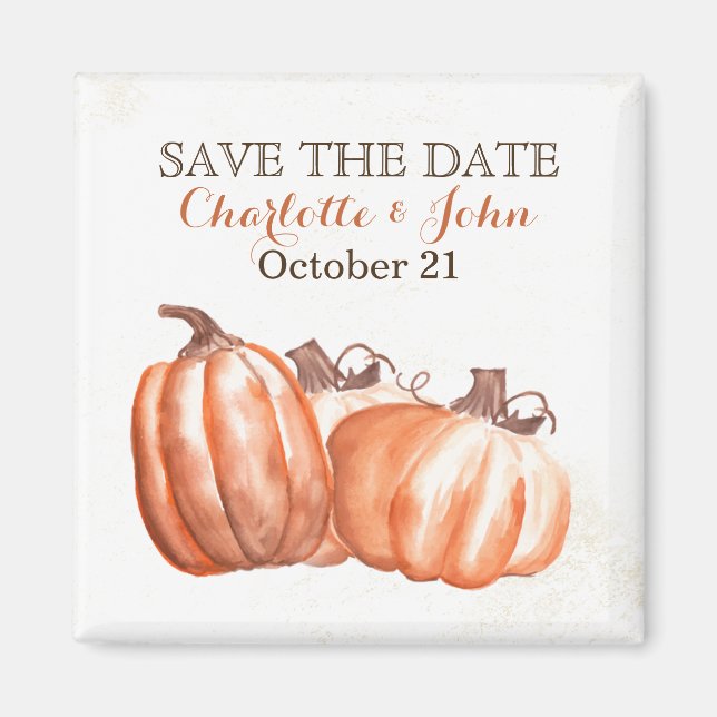 watercolor pumpkins harvest wedding save the Date Magnet (Front)