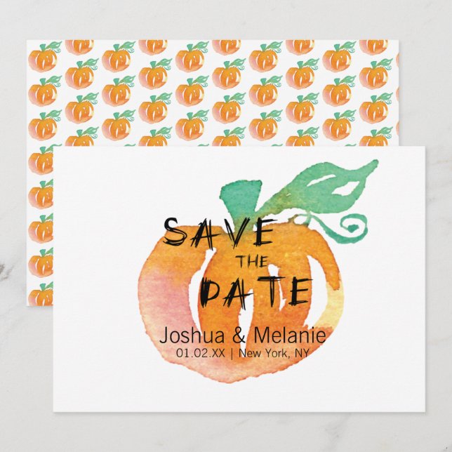 Watercolor Pumpkins Holiday Save the Date  (Front/Back)