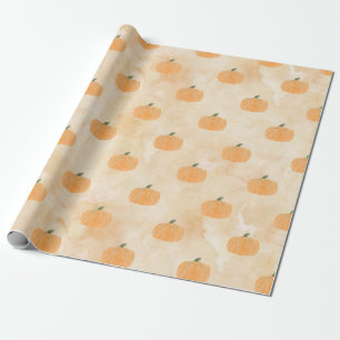 Watercolor Pumpkins on Orange Wrapping Paper