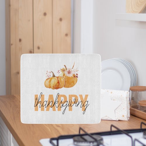 Watercolor Pumpkins  Orange Happy Thanksgiving Cutting Board