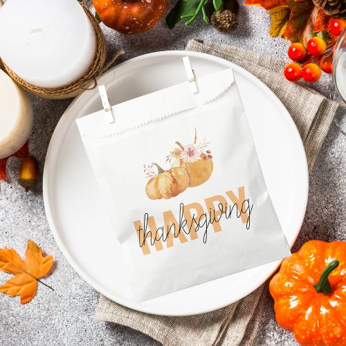 Watercolor Pumpkins  Orange Happy Thanksgiving Favor Bag