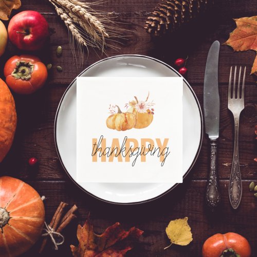 Watercolor Pumpkins  Orange Happy Thanksgiving Napkins