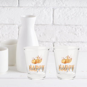Watercolor Pumpkins & Orange Happy Thanksgiving Shot Glass