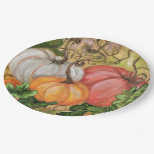 Watercolor Pumpkins Paper Plates