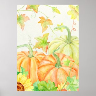 Watercolor Pumpkins Poster