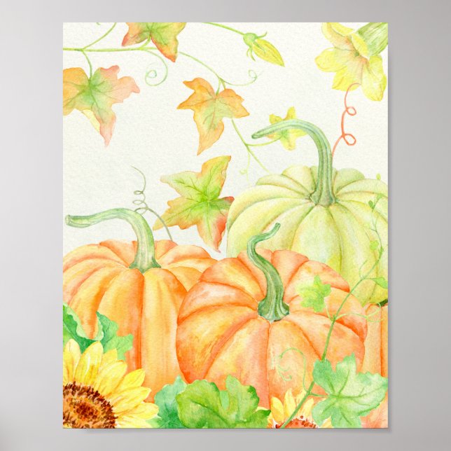 Watercolor Pumpkins Poster (Front)