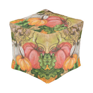 Watercolor Pumpkins Pouf
