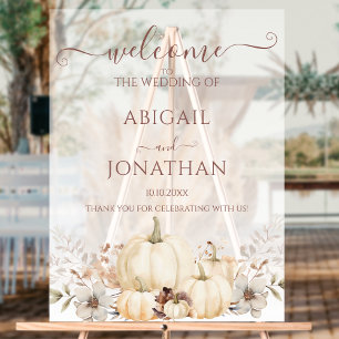 Watercolor Pumpkins Rustic Fall Wedding Welcome Acrylic Sign