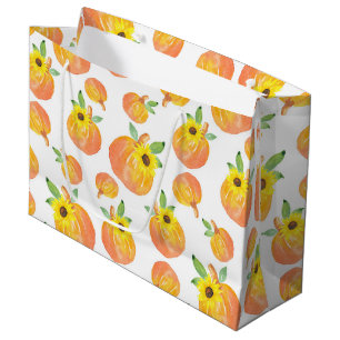 Watercolor Pumpkins & Sunflowers Large Gift Bag