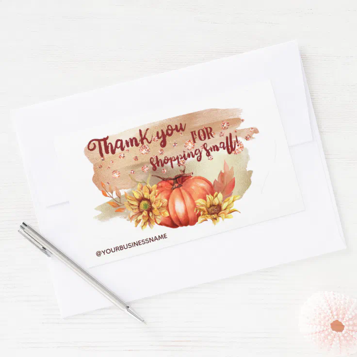 Watercolor Pumpkins & Sunflowers Rectangular Sticker | Zazzle