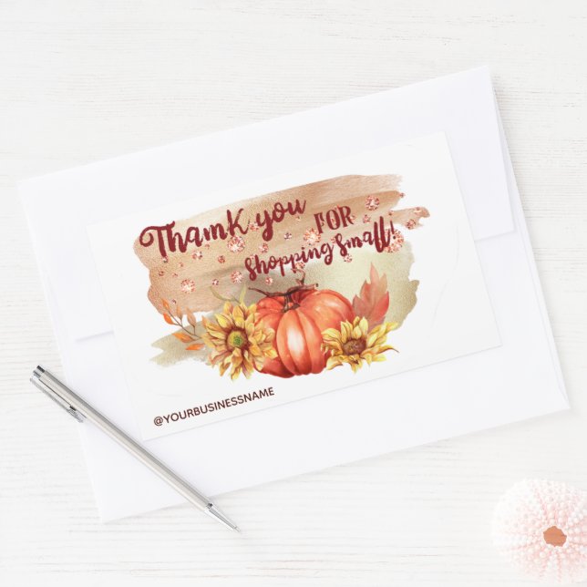 Watercolor Pumpkins & Sunflowers   Rectangular Sticker (Envelope)