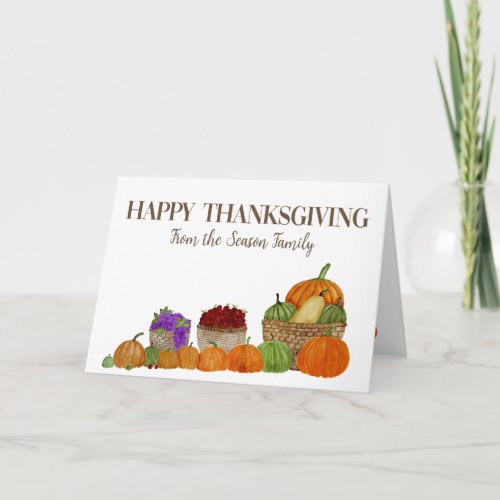 Watercolor Pumpkins Thanksgiving Card