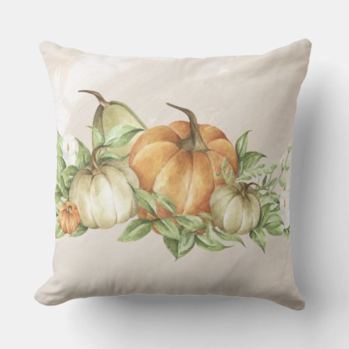 Watercolor Pumpkins Throw Pillow