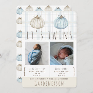 Watercolor Pumpkins Twins Boys Announcement
