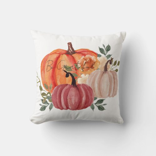 Watercolor pumpkins with custom text throw pillow