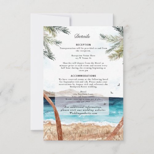 Watercolor Punta Cana Tropical Beach Details Invitation