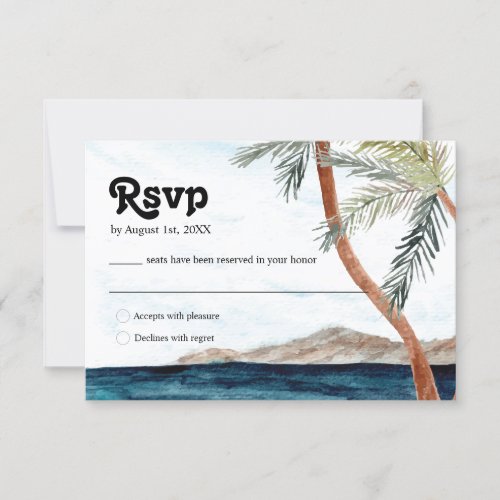 Watercolor Punta Cana Tropical Beach RSVP Card