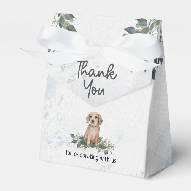 Watercolor Puppy Baby Shower Favor Box (Front Side)
