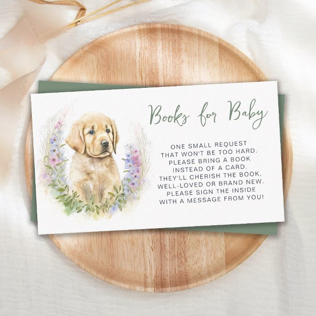 Watercolor Puppy Dog Baby Shower Book Request Enclosure Card (Creator Uploaded)