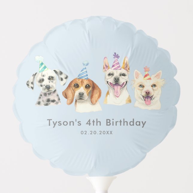 Watercolor Puppy Dog Kids Birthday Party Balloon (Front)