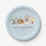 Watercolor Puppy Dog Kids Birthday Party Paper Plates