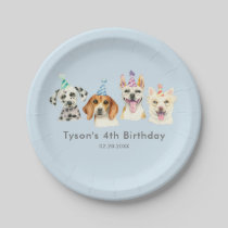 Watercolor Puppy Dog Kids Birthday Party Paper Plates