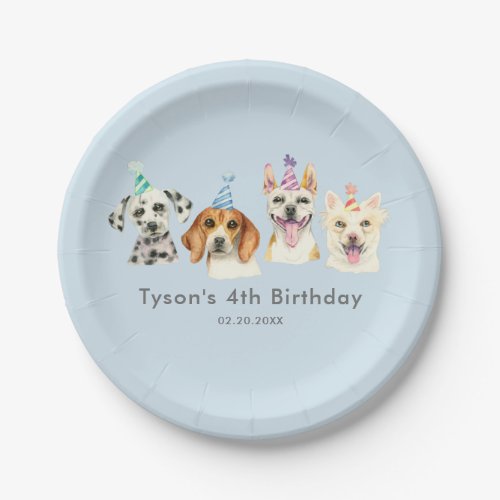 Watercolor Puppy Dog Kids Birthday Party Paper Plates