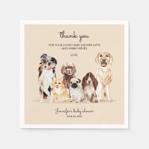 Watercolor Puppy Thank You Napkins