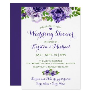 Watercolor Purp Floral | Wedding Shower Invitation