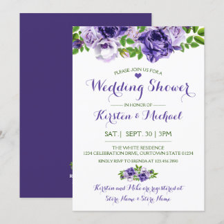 Watercolor Purp Floral | Wedding Shower Invitation