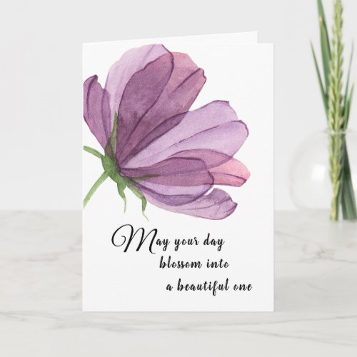 Watercolor Purple Add Name Elegant Birthday Wishes Card