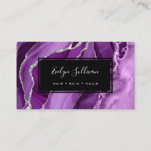 watercolor purple agate business card
