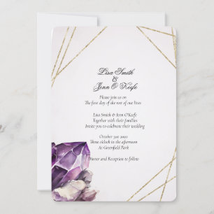 Watercolor Purple Amethyst Modern Invitation