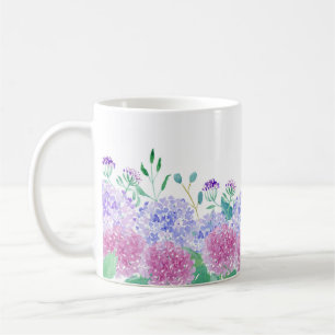 Watercolor Purple And Blue Hydrangeas Coffee Mug