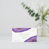 Watercolor Purple and Faux Gold Geode Referral Card (Standing Front)
