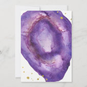 Watercolor Purple and Gold Geode Bridal Shower Invitation (Back)