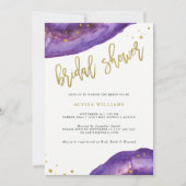 Watercolor Purple and Gold Geode Bridal Shower Invitation (Front)
