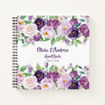 Watercolor Purple And Lavender Roses Guest Book at Zazzle