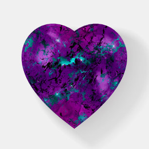 Watercolor Purple and Teal Marble Galaxy Paperweight