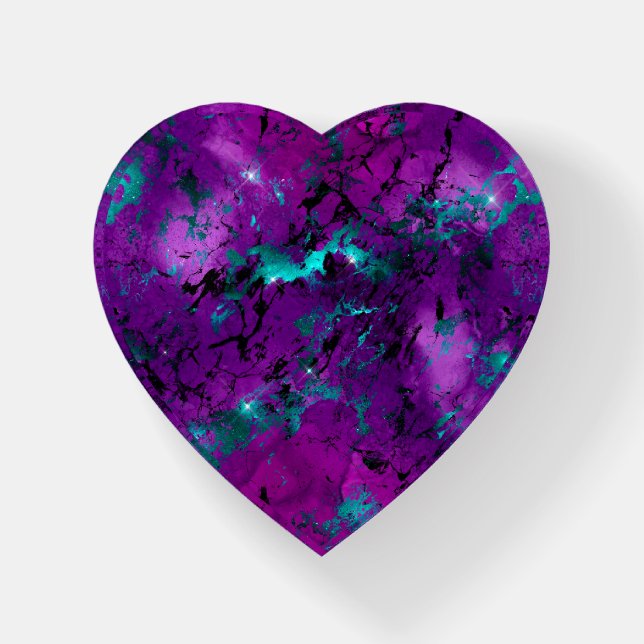 Watercolor Purple and Teal Marble Galaxy Paperweight (Front)