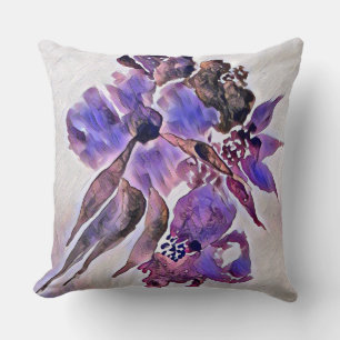 Watercolor Purple and Violet Floral Painting Throw Pillow