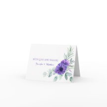 Watercolor Purple Anemone Greenery Thank You