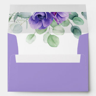 Watercolor Purple Anemones Floral Envelope