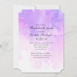 Watercolor purple bachelorette party. Lavender Invitation